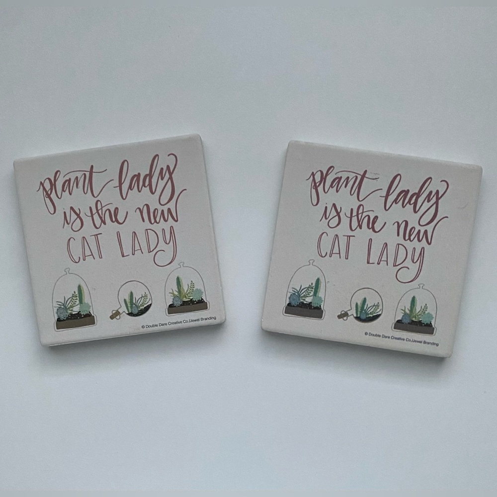 Thirstystone "Plant Lady is the new CAT LADY" Coasters Set